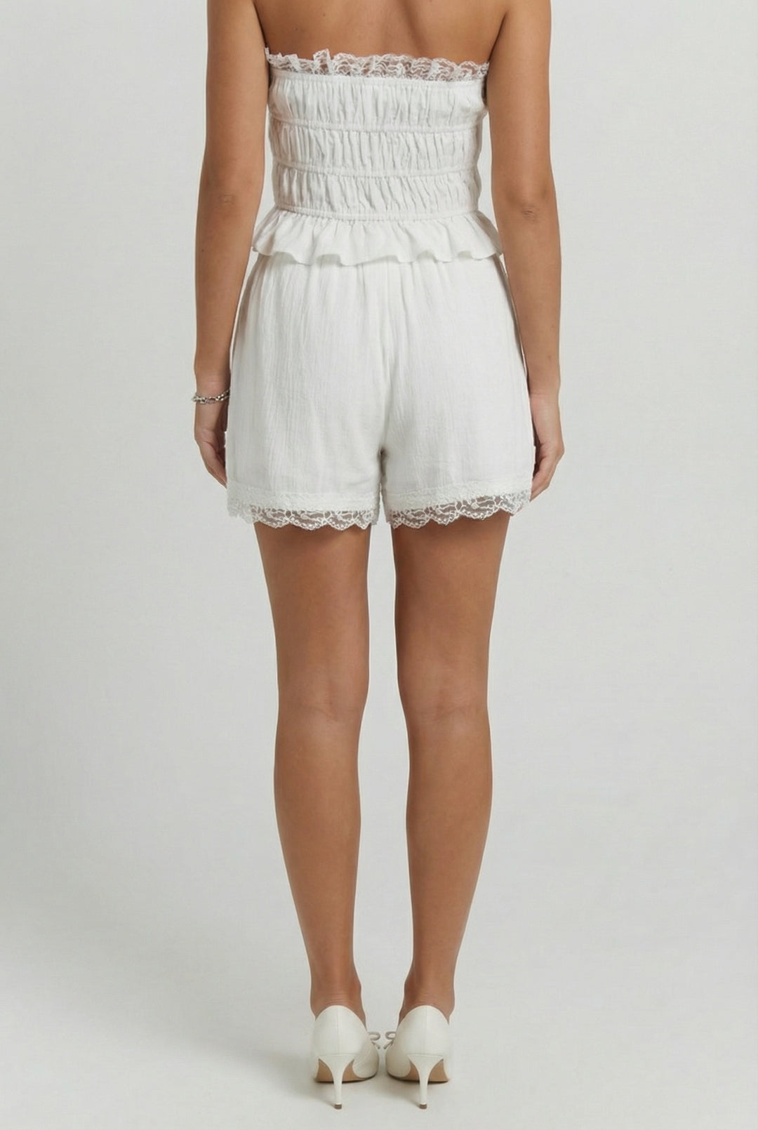 Afternoon Out Lace Linen Shorts