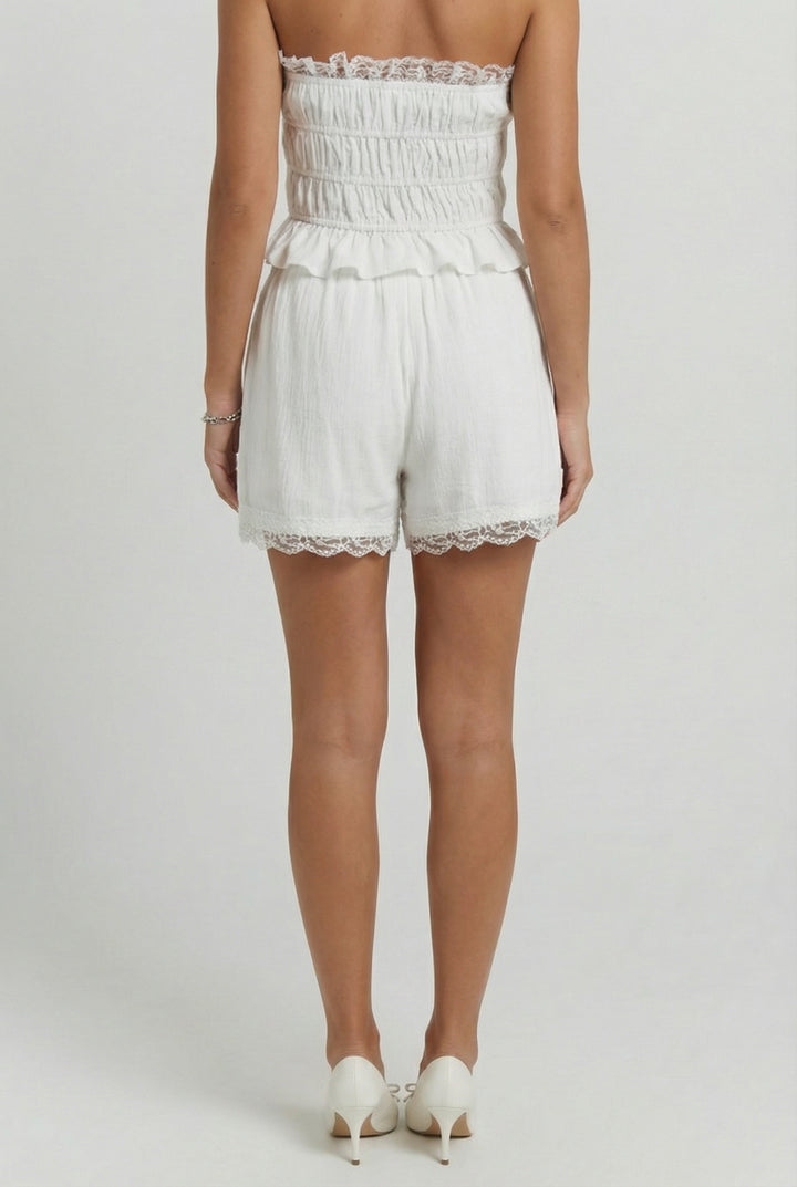 Afternoon Out Lace Linen Shorts
