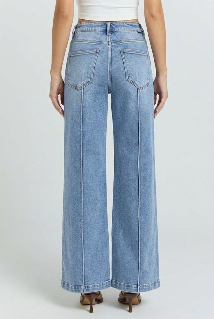 Kyleen Pintuck Wide Leg Jeans