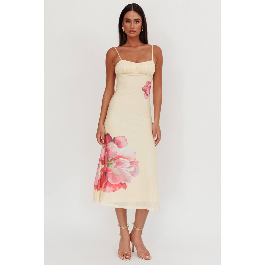 Paradise Glow Mesh Midi Dress