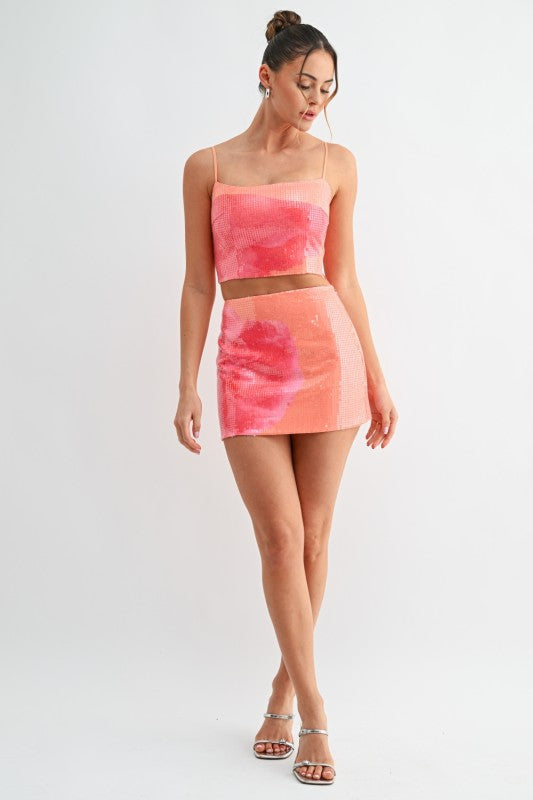 Miami Sunset Sequin Mini Skirt