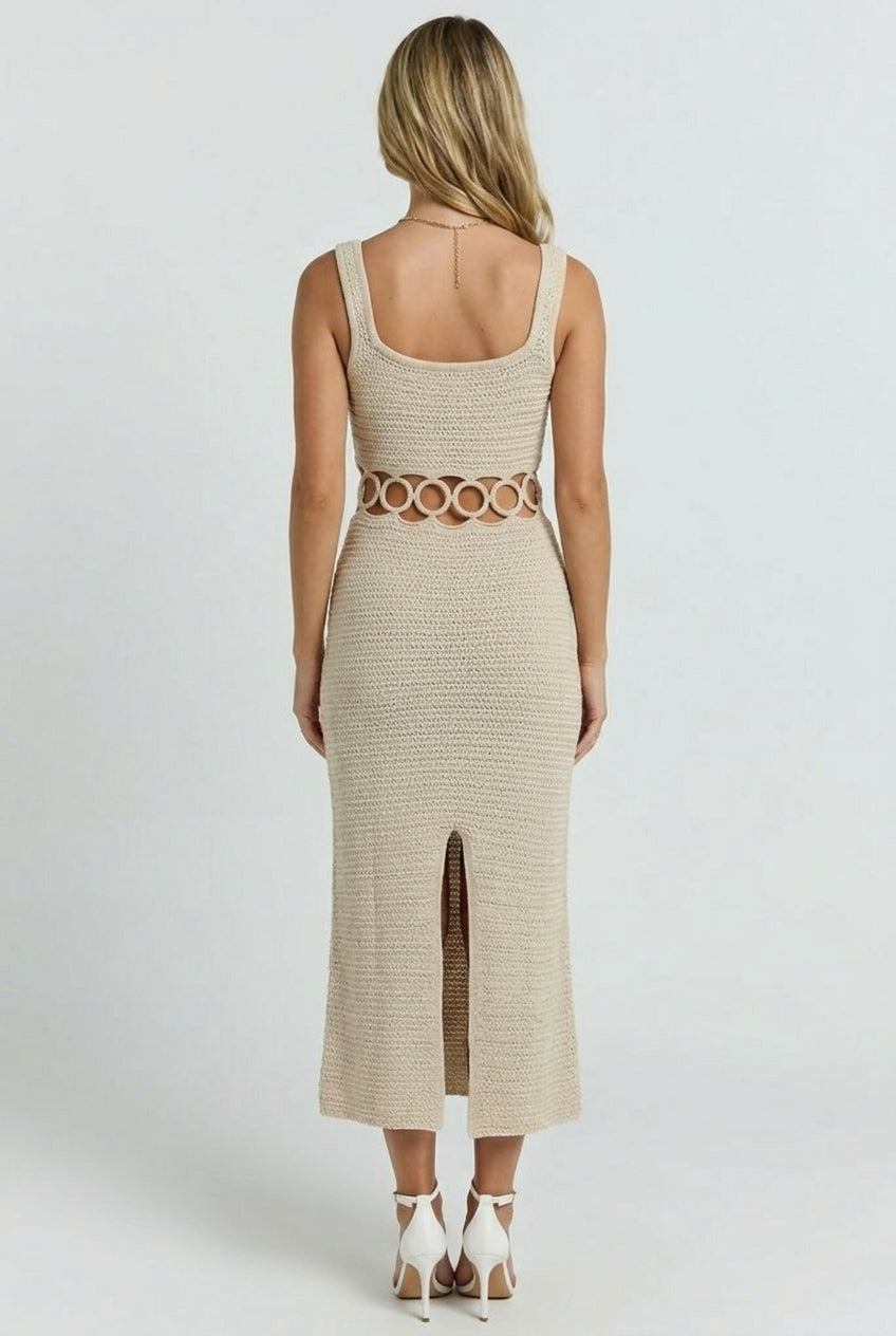 Bali Square Neck Sleeveless Crochet Midi Dress – Lithologie Co