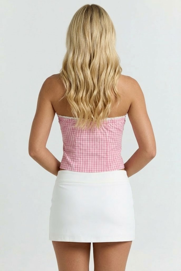 Delmare Gingham Button Front Top