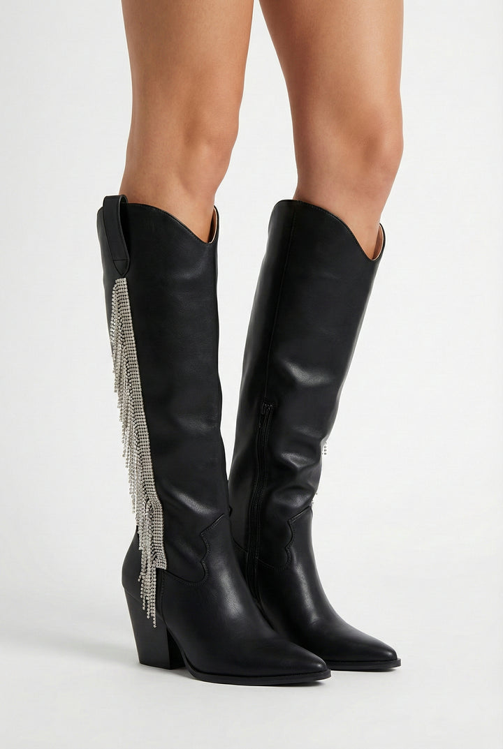 Bellatrix Rhinestone Fringe Western Boots