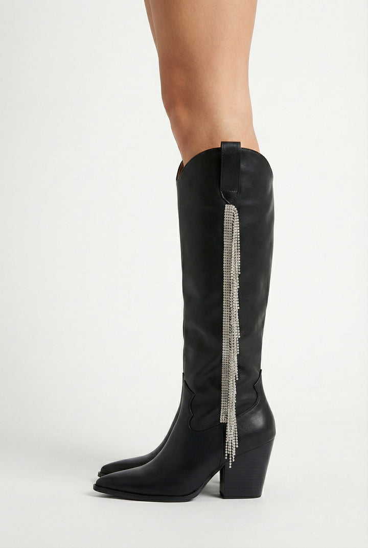 Bellatrix Rhinestone Fringe Western Boots