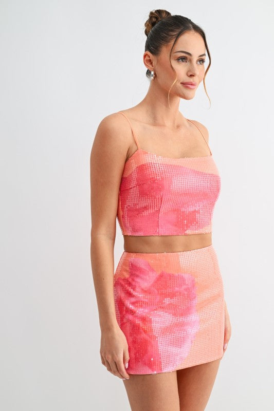 Miami Sunset Sequin Mini Skirt