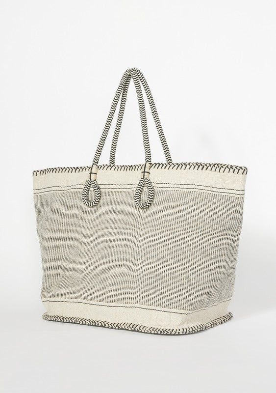 Coastal Voyage Large Cotton Woven Tote Bag