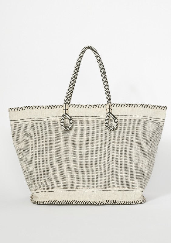 Coastal Voyage Large Cotton Woven Tote Bag