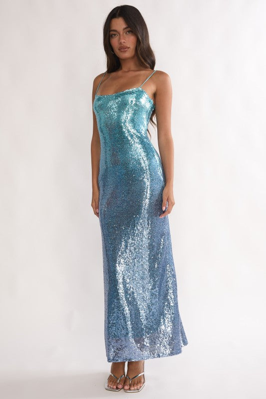 Aquamarine Shimmer Maxi Dress