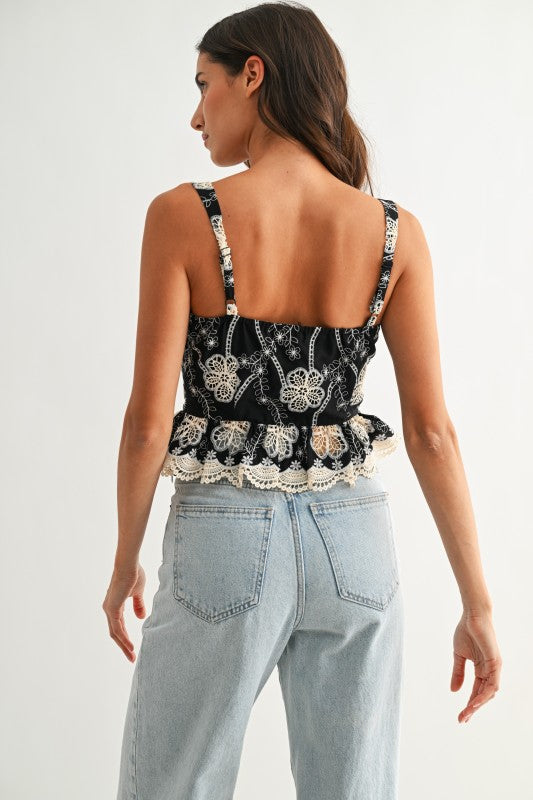 Camellia Floral Lace Peplum Top