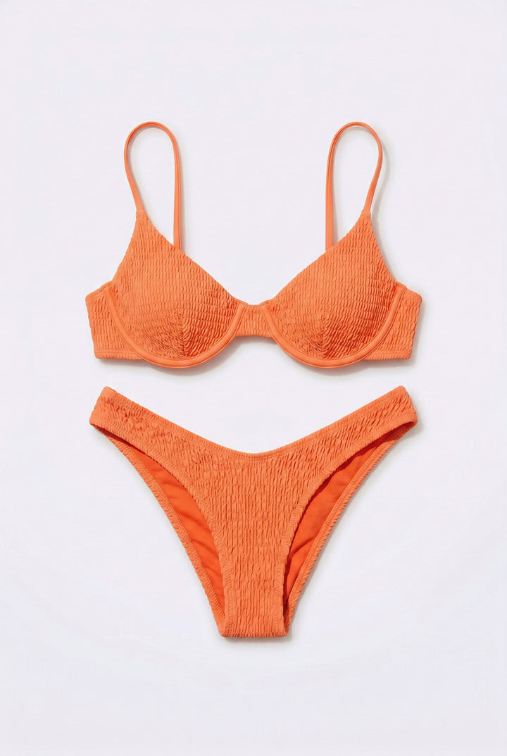 Coral Destiny Smocked Bikini