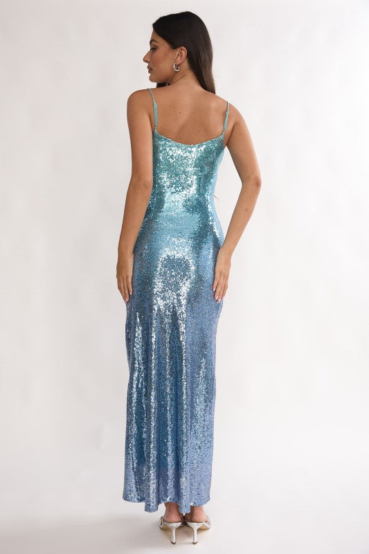 Aquamarine Shimmer Maxi Dress
