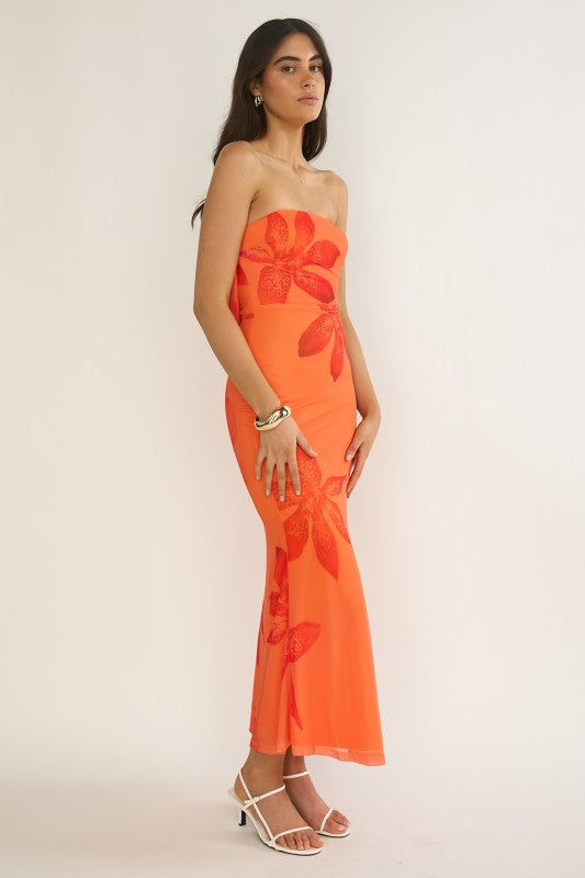 Papaya Punch Midi Dress