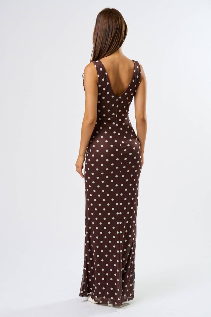 Espresso Nights Polka Dot Maxi Dress