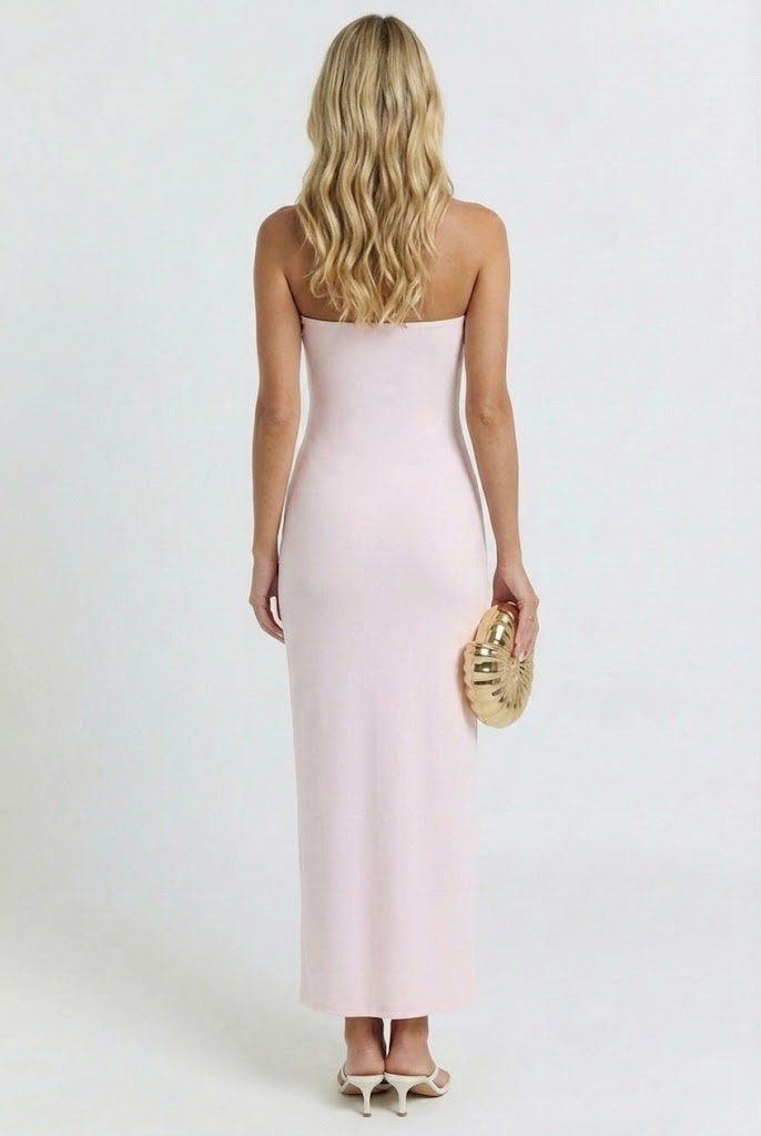 Seashell Buckle Tube Maxi Dress Pink / M Seashell Buckle Tube Maxi Dress Pink / M