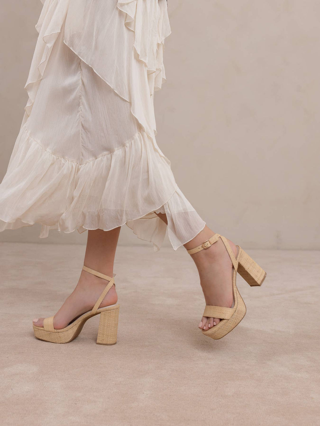 Sun Deck Raffia Platform Heel