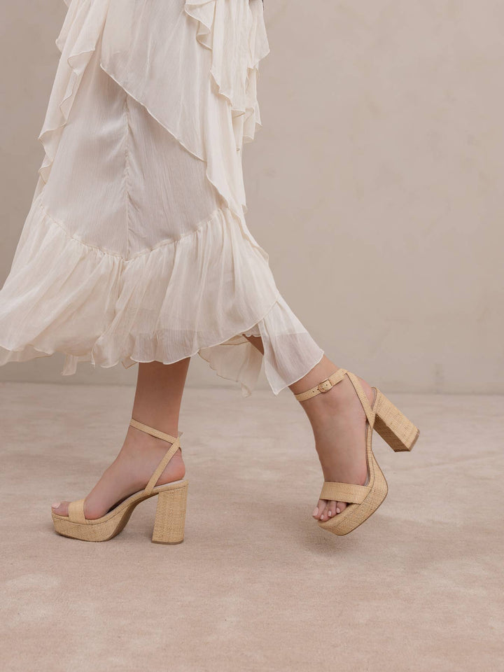 Sun Deck Raffia Platform Heel