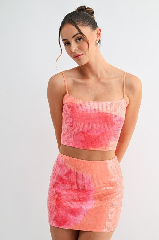 Miami Sunset Sequin Mini Skirt