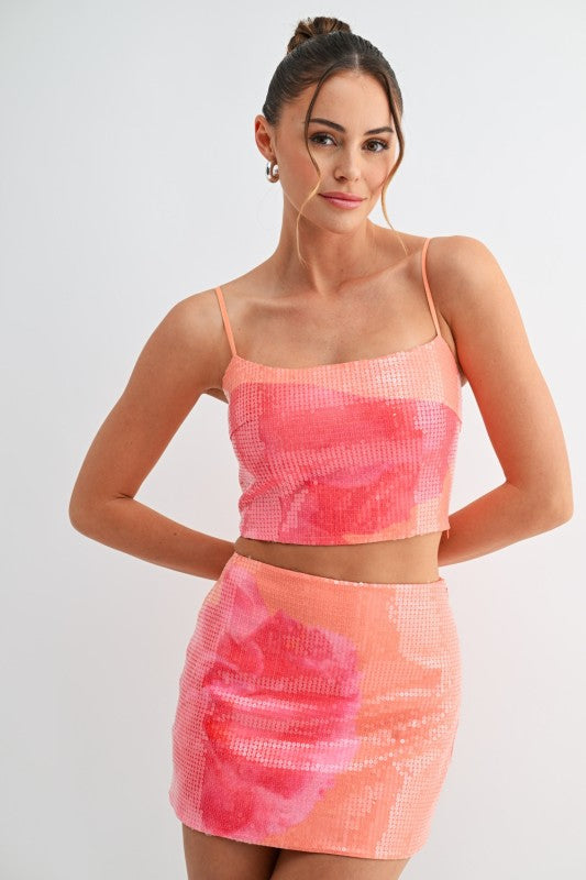 Miami Sunset Sequin Mini Skirt