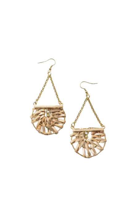 Woven Rattan Drop Earrings