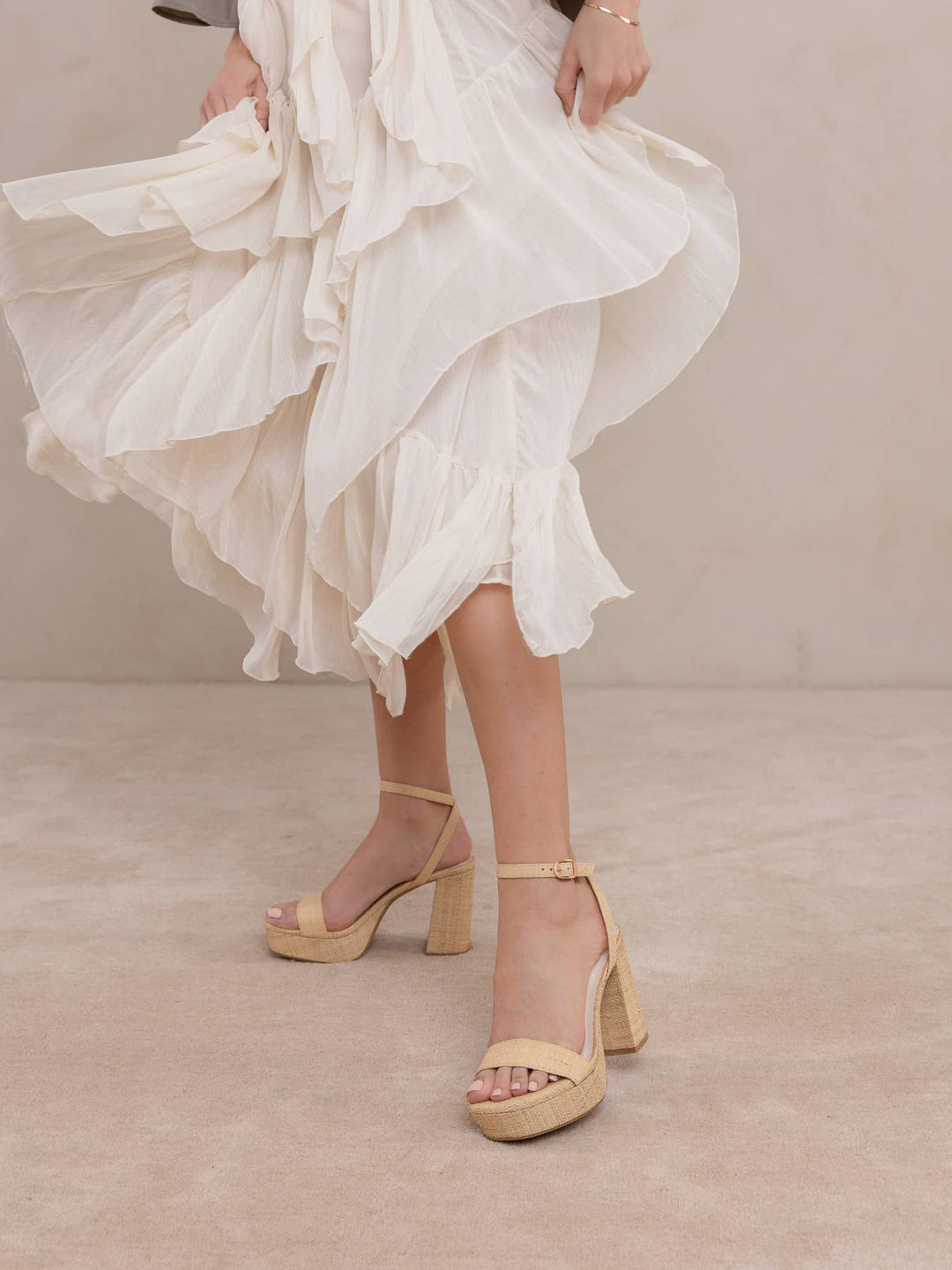 Sun Deck Raffia Platform Heel