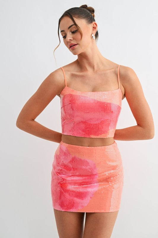 Miami Sunset Sequin Mini Skirt