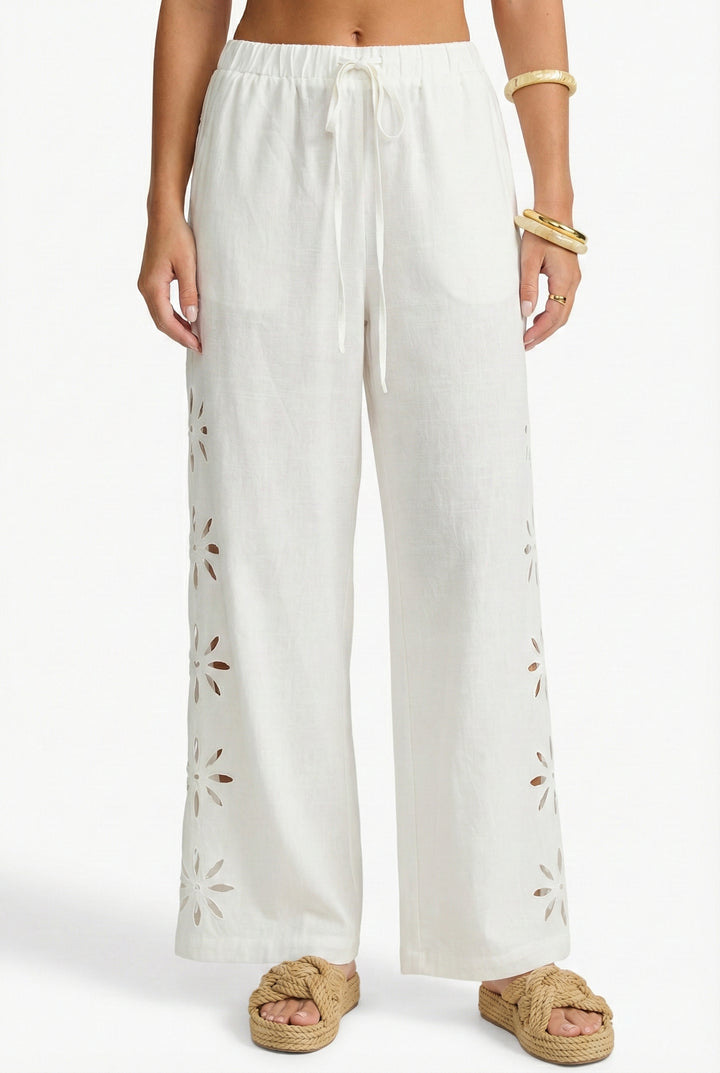 Emmie Floral Cutout Linen Pants
