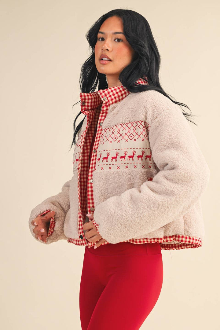 Reindeer Sugar Cookie Sherpa Jacket