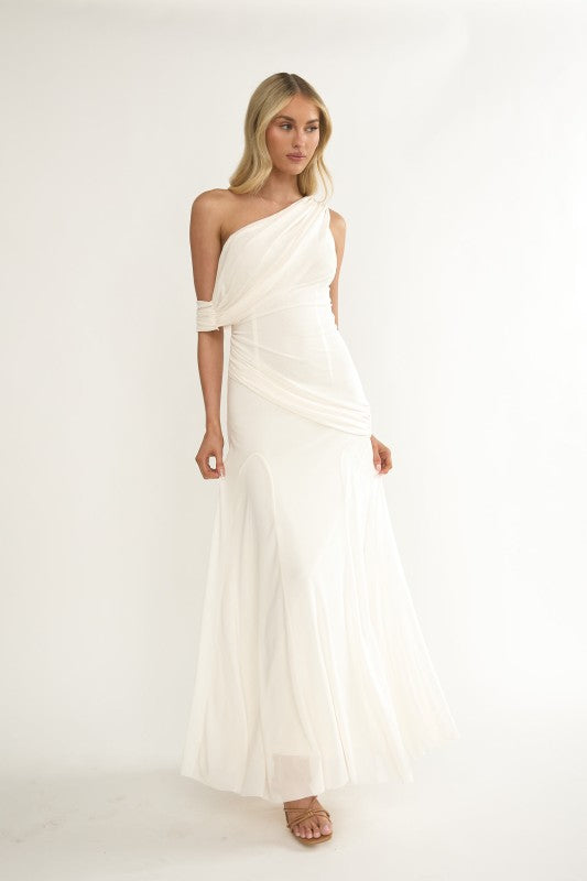 Oyster Hour One-Shoulder Maxi Dress