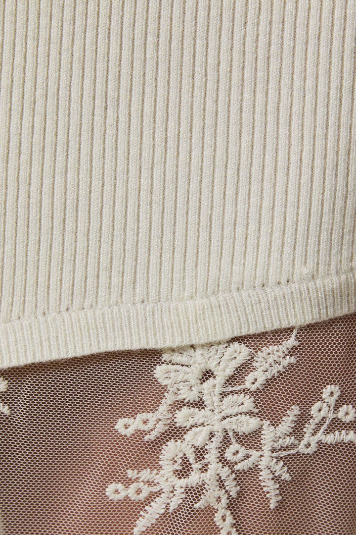 Ivory Lace Hem Tube Dress