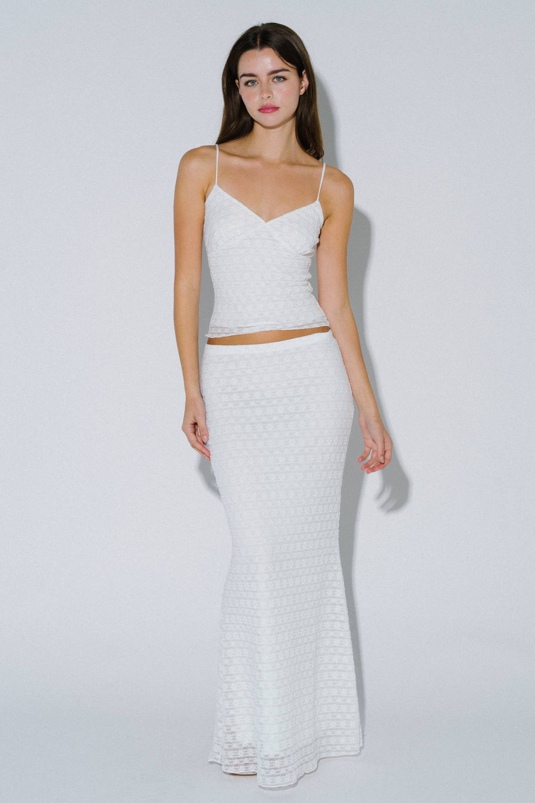 Ivory Eyelet Lace Maxi Skirt