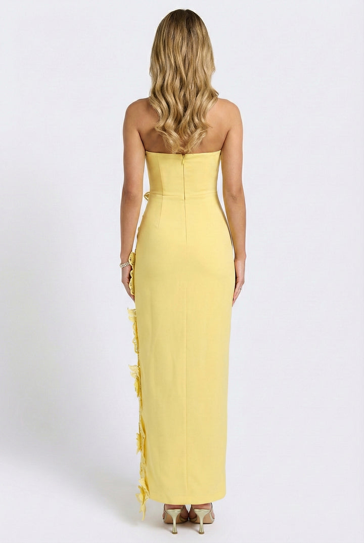 Éloise Floral Appliqué Column Maxi Dress