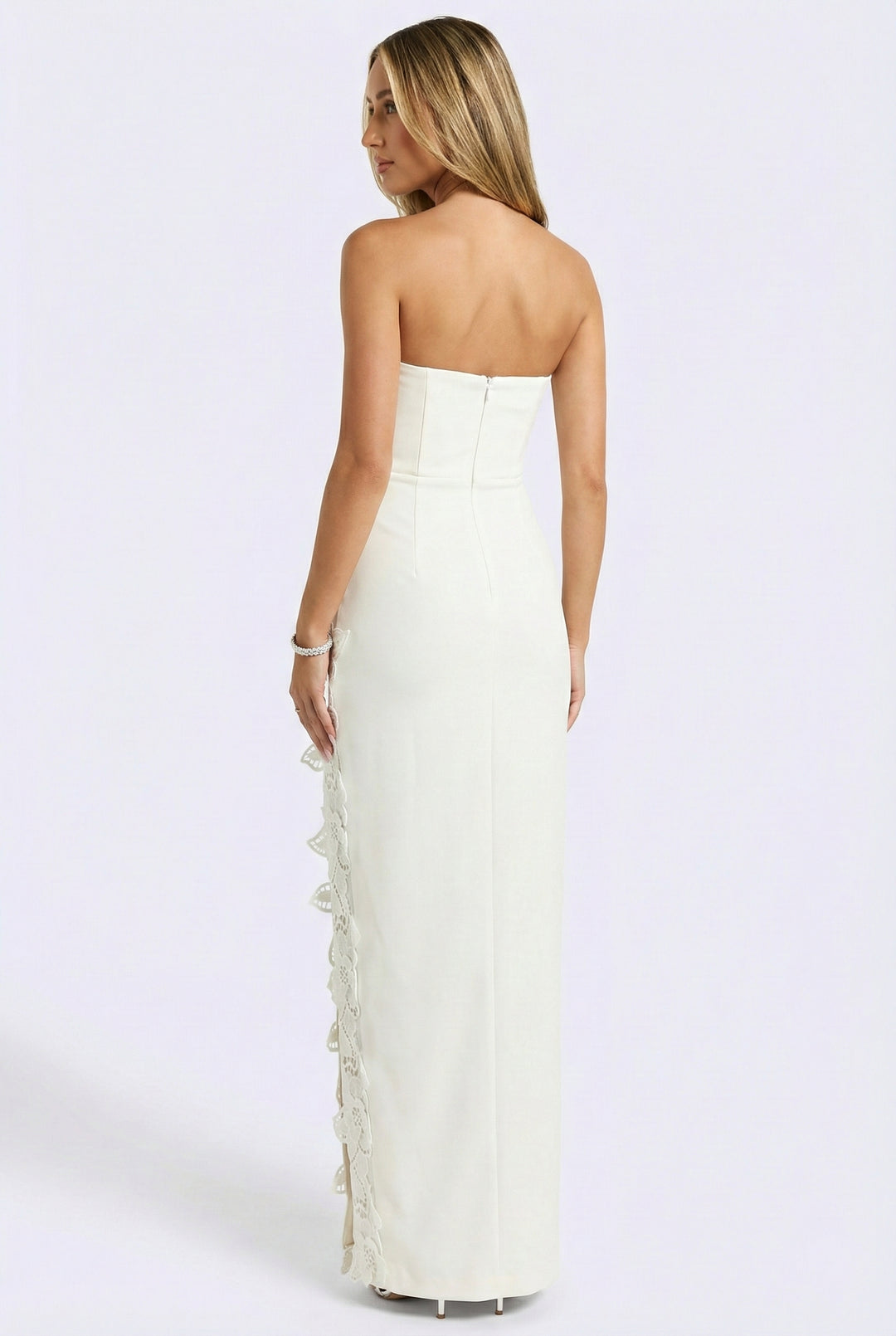 floral applique maxi dress Éloise Ceremony Floral Appliqué Column Maxi Dress Preorder / White / M