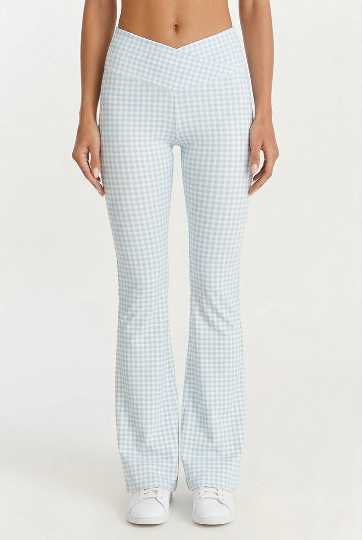 Lychee Sorbet Gingham Soft Sculpt Flared Leggings