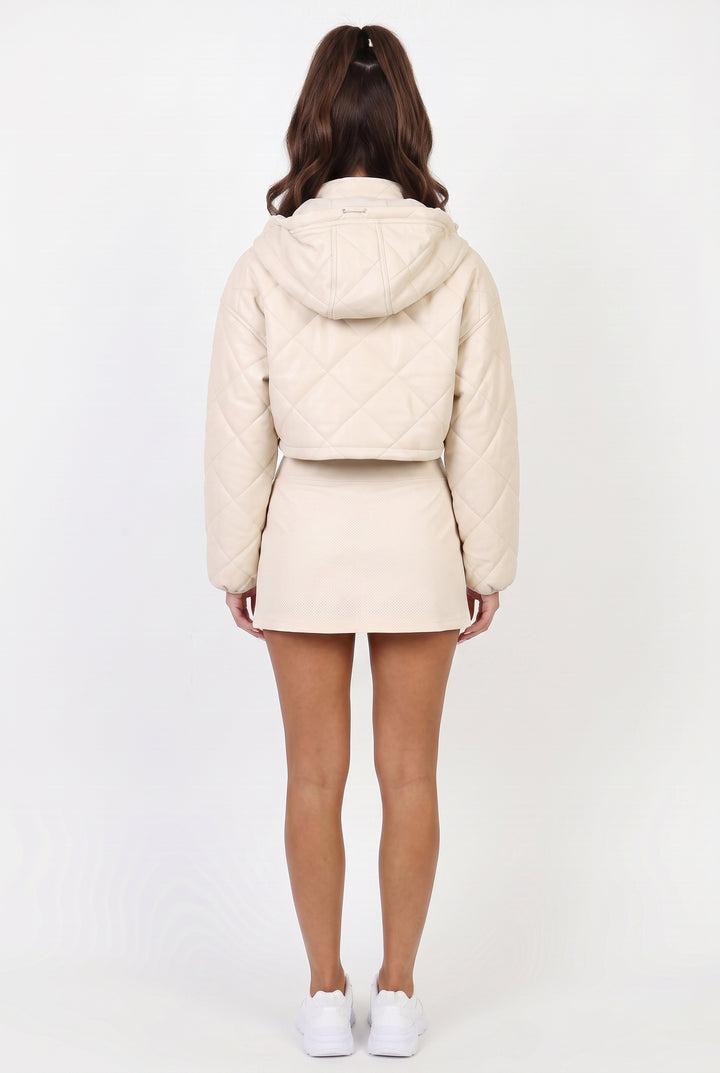 Chai Latte Crop Puffer Jacket