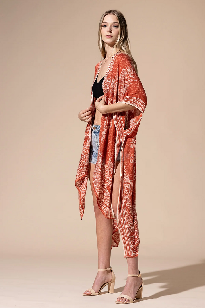 Inaya Printed Open Front Kimono