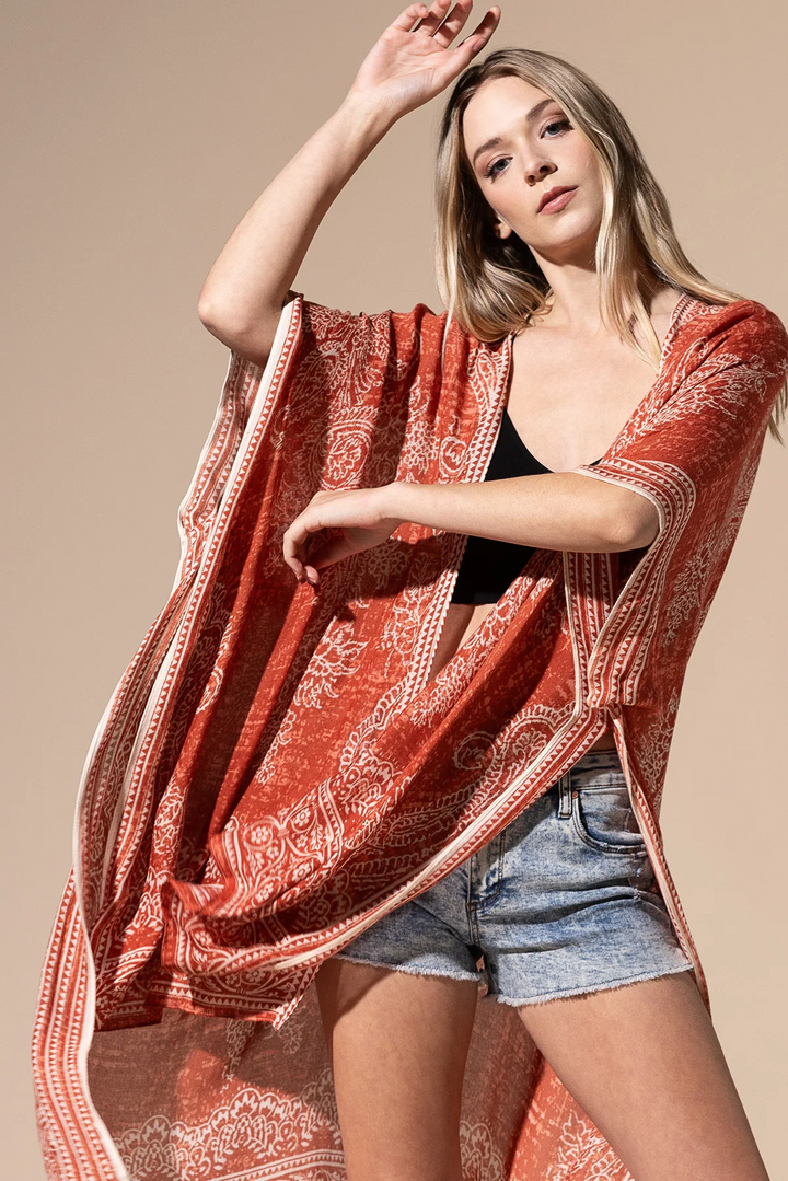 Inaya Printed Open Front Kimono