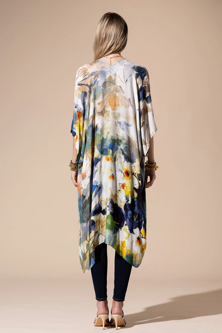 Monica Watercolor Open Front Kimono