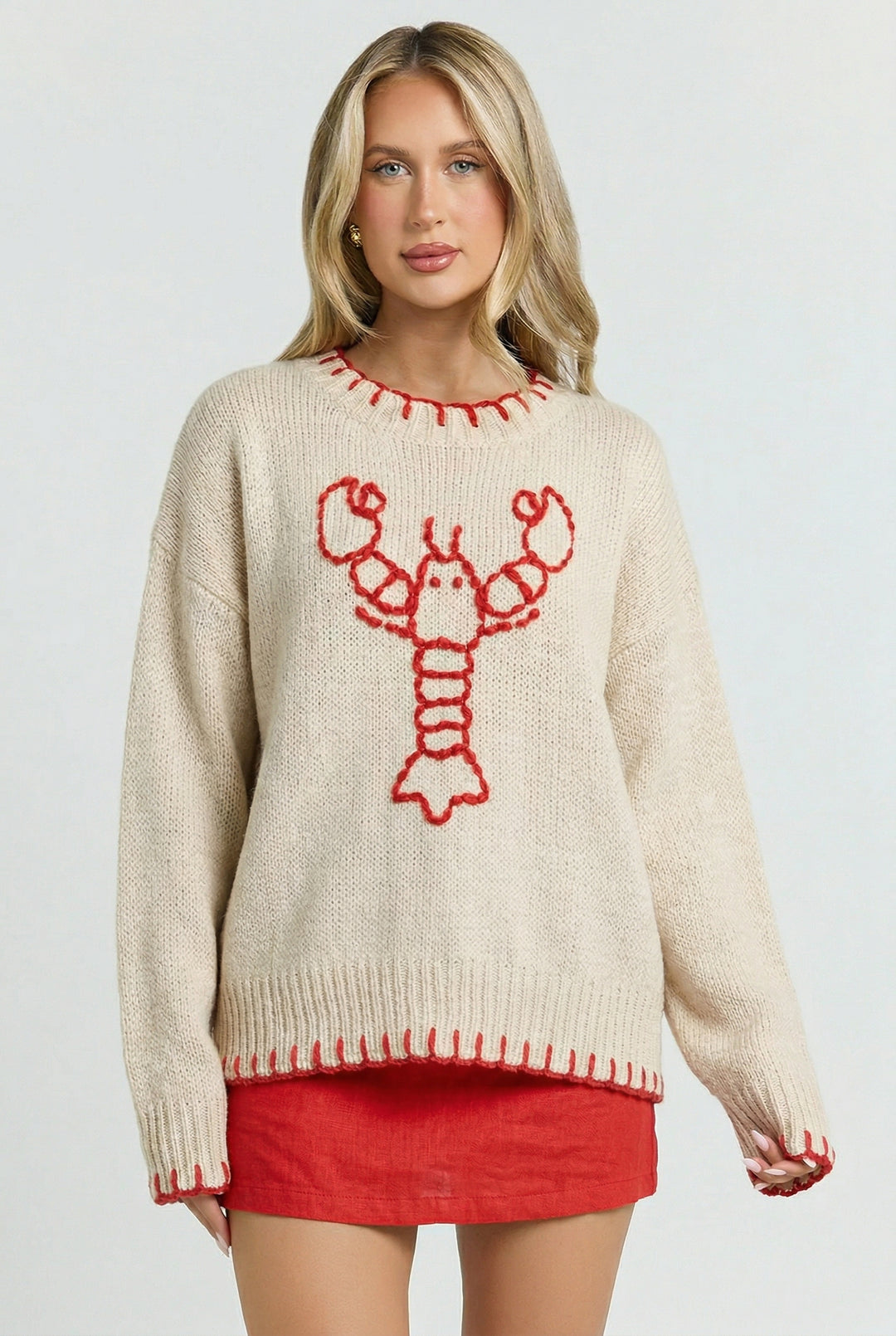 Lobster Knit Pullover Sweater