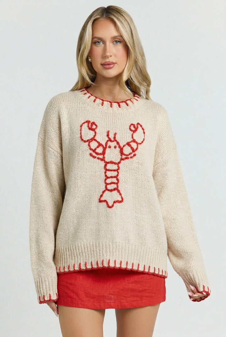 Lobster Knit Pullover Sweater