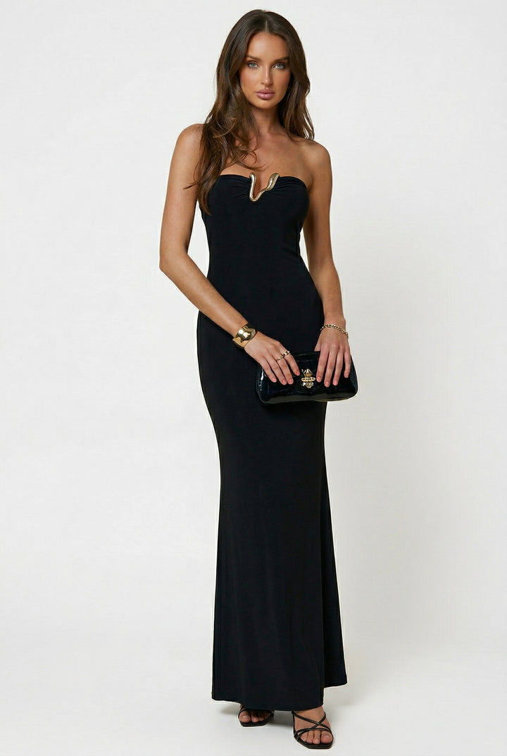 Stay Late Strapless Maxi Dress