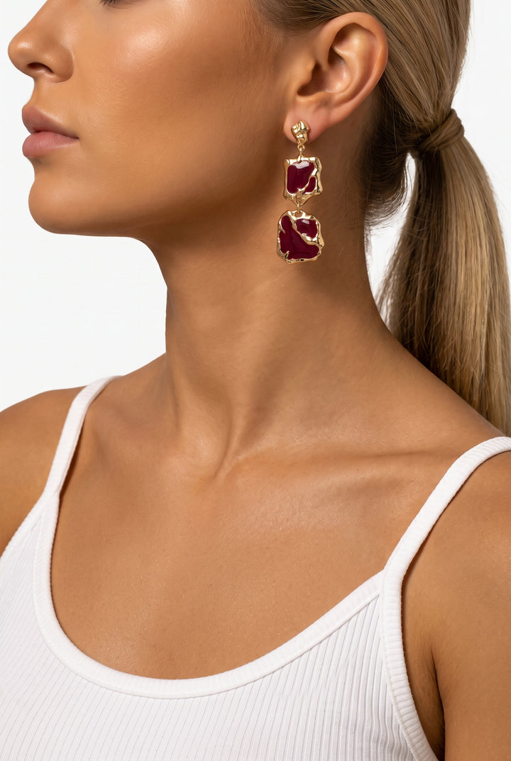 Milan Tortoise Gold Statement Drop Earrings