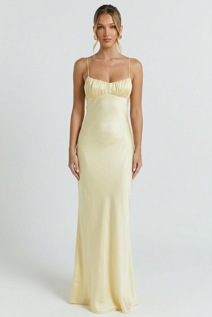 Nerida Twist Back Satin Maxi Dress