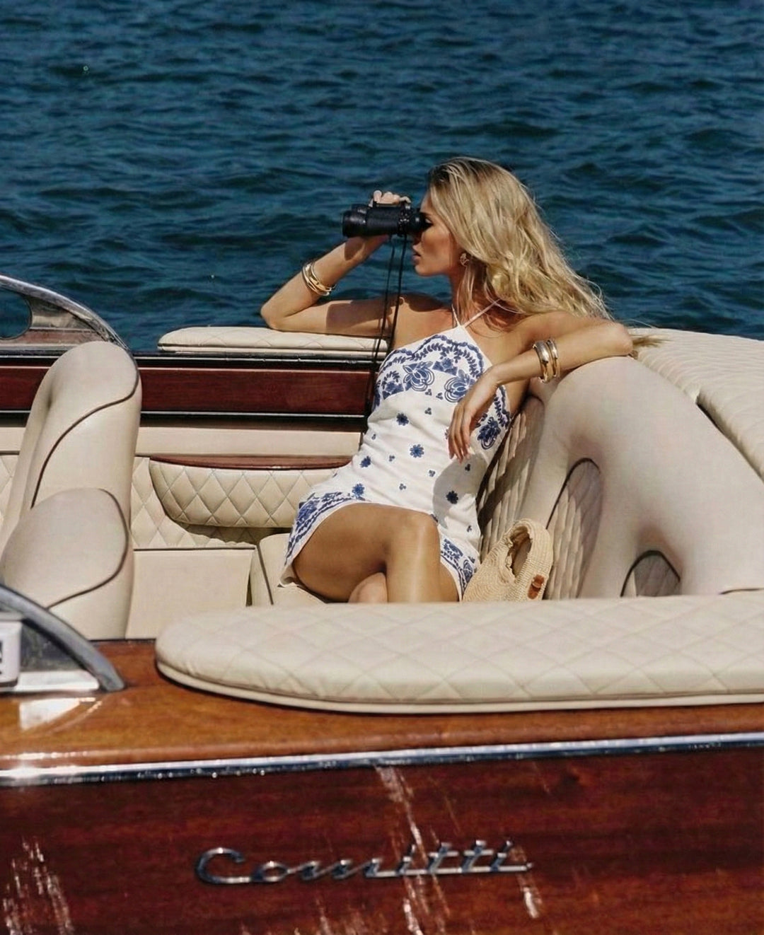 Paritza Embroidered Halter Mini Dress