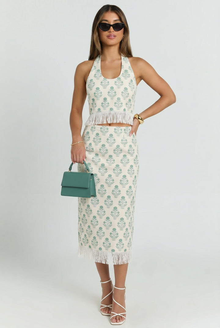 Santorini Garden Midi Skirt