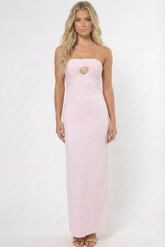 Seashell Buckle Tube Maxi Dress