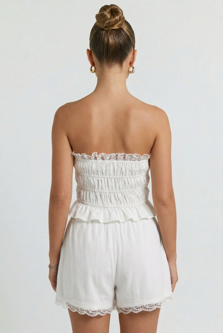 Afternoon Out Lace Linen Top