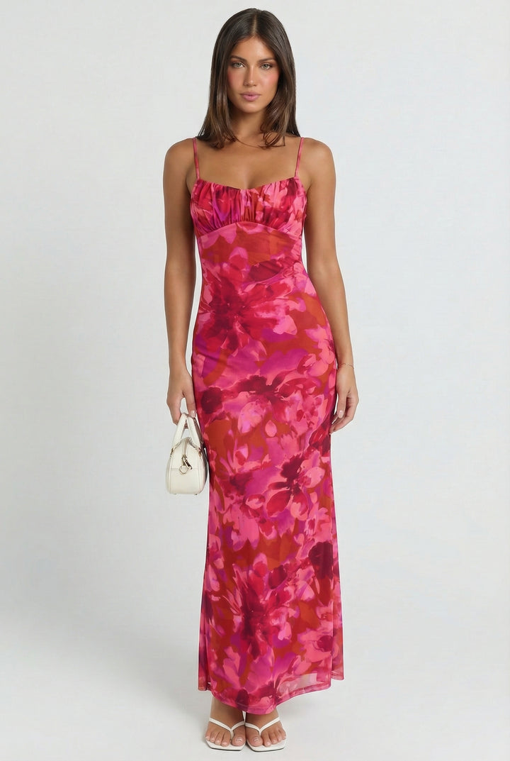 Shannon Mesh Floral Maxi Dress