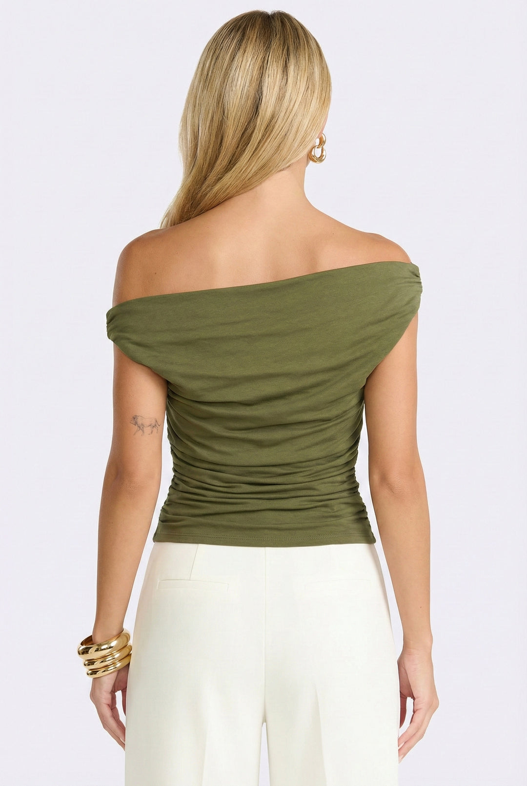 Side Drape Off-Shoulder Top