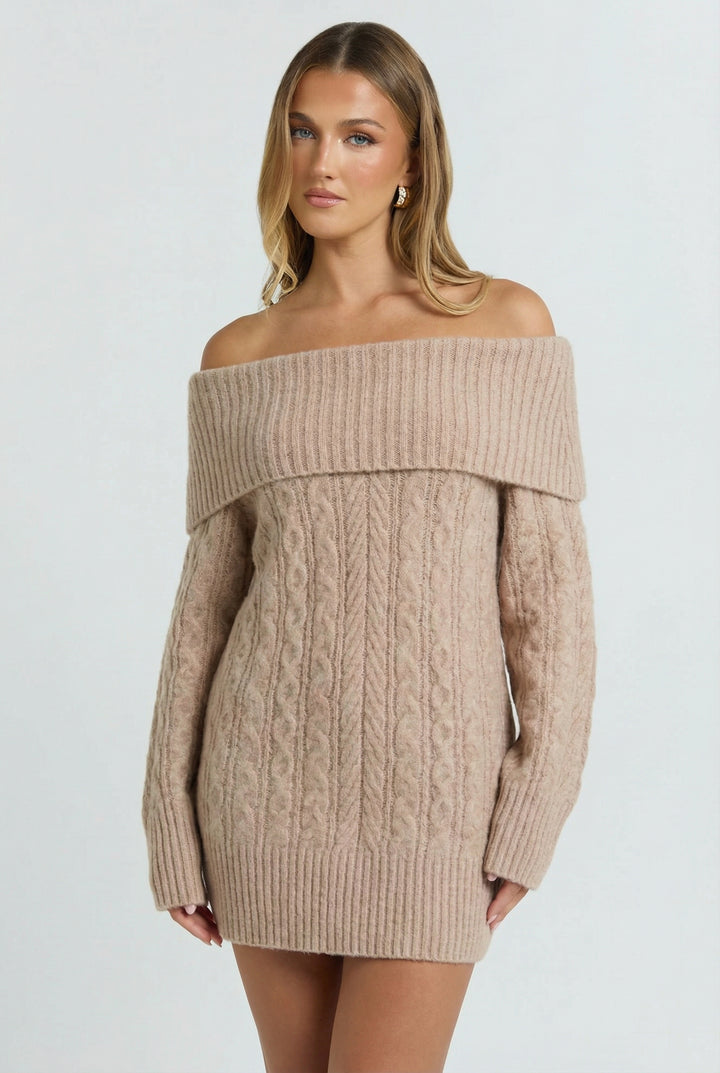 Sienna Off Shoulder Cable Knit Sweater